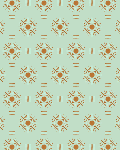 Sun Rays Wallpaper, mint and orange - Tampa Home & Garden Store
