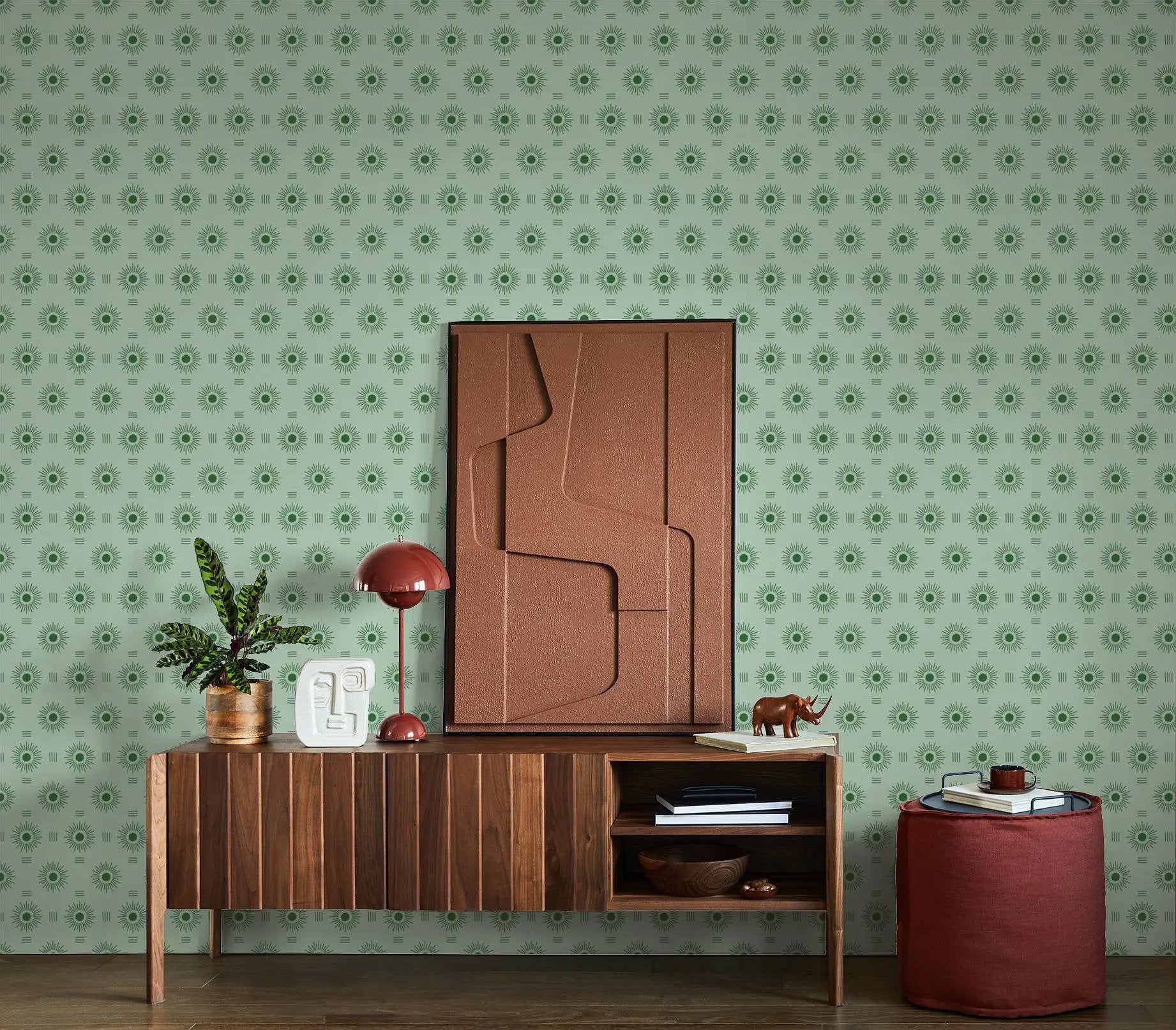 Sun Rays Wallpaper, mint & green - Tampa Home & Garden Store