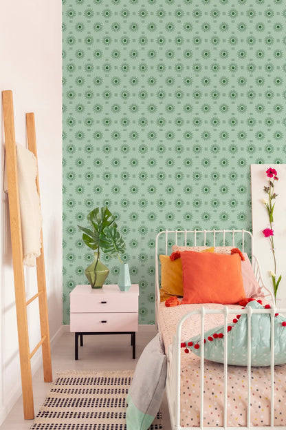 Sun Rays Wallpaper, mint & green - Tampa Home & Garden Store
