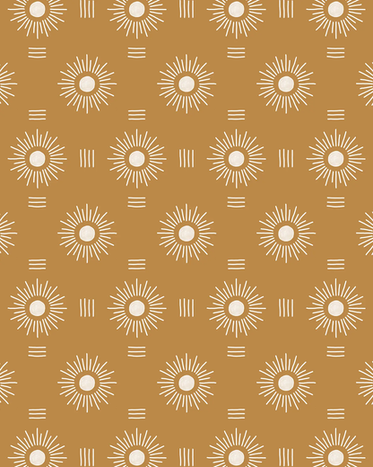 Sun Rays Wallpaper, mustard and white - Tampa Home & Garden Store