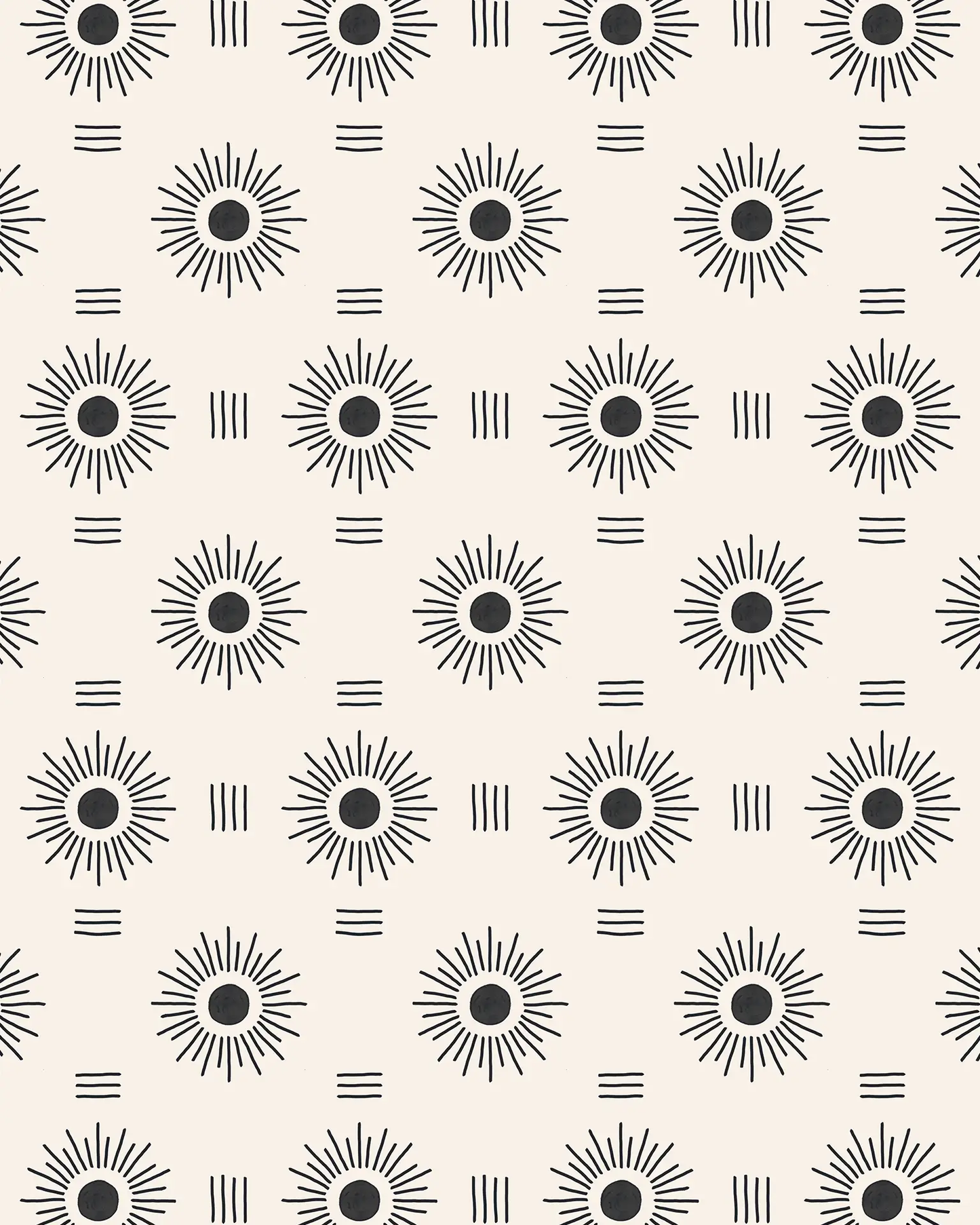 Sun Rays Wallpaper, off-white and black - Tampa Home & Garden Store