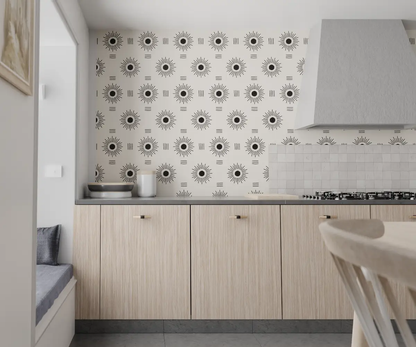 Sun Rays Wallpaper, off-white and black - Tampa Home & Garden Store