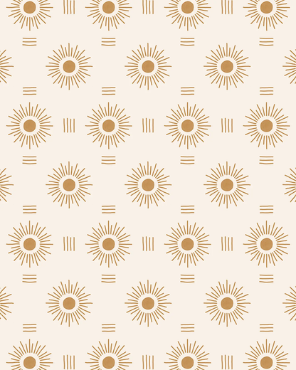 Sun Rays Wallpaper, off-white and mustard - Tampa Home & Garden Store