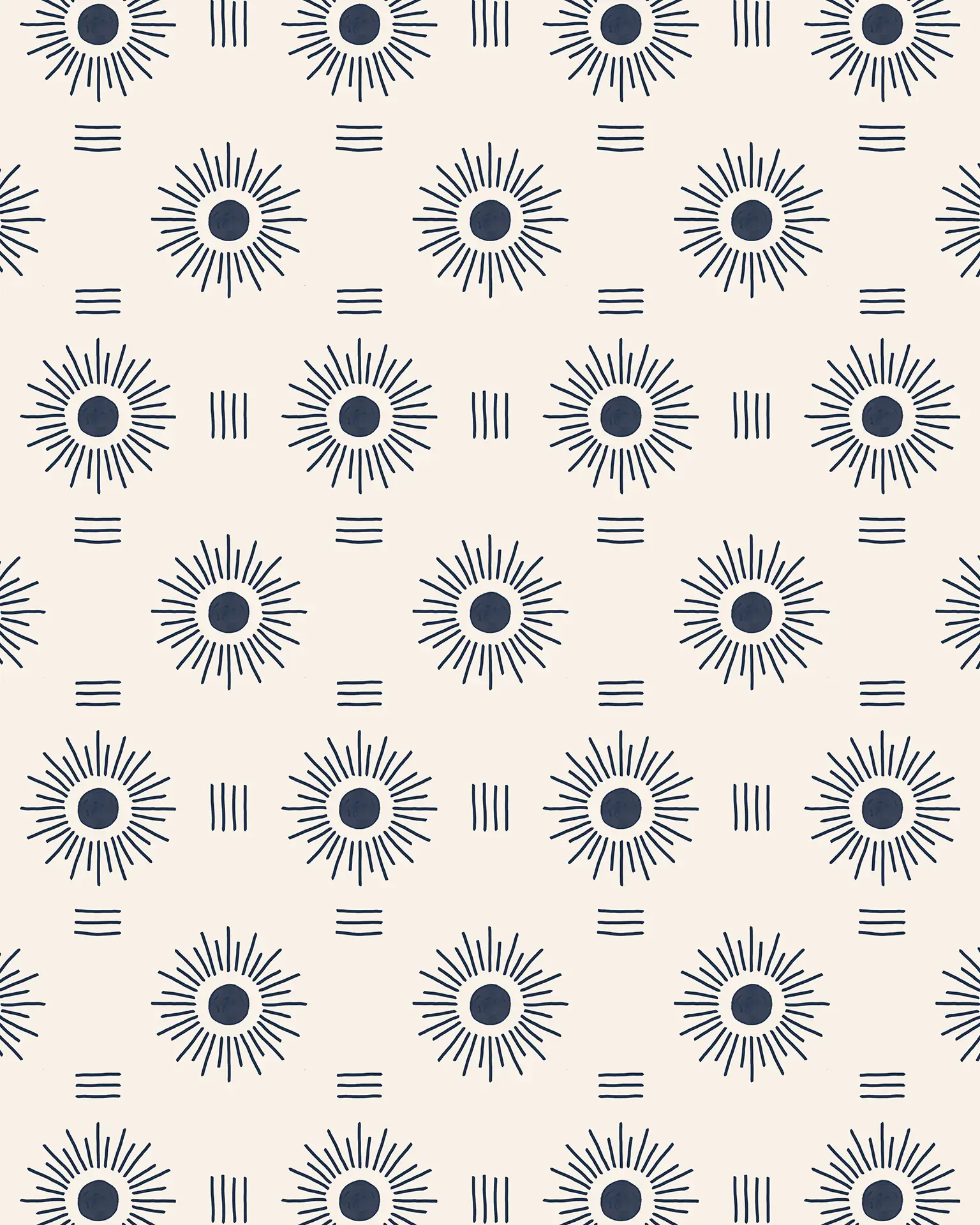Sun Rays Wallpaper, off-white and navy - Tampa Home & Garden Store