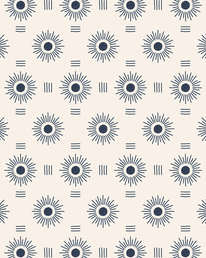 Sun Rays Wallpaper, off-white and navy - Tampa Home & Garden Store