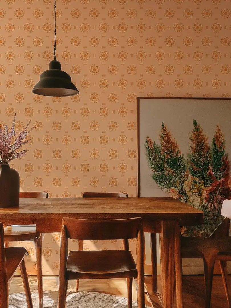 Sun Rays Wallpaper, peach and orange - Tampa Home & Garden Store