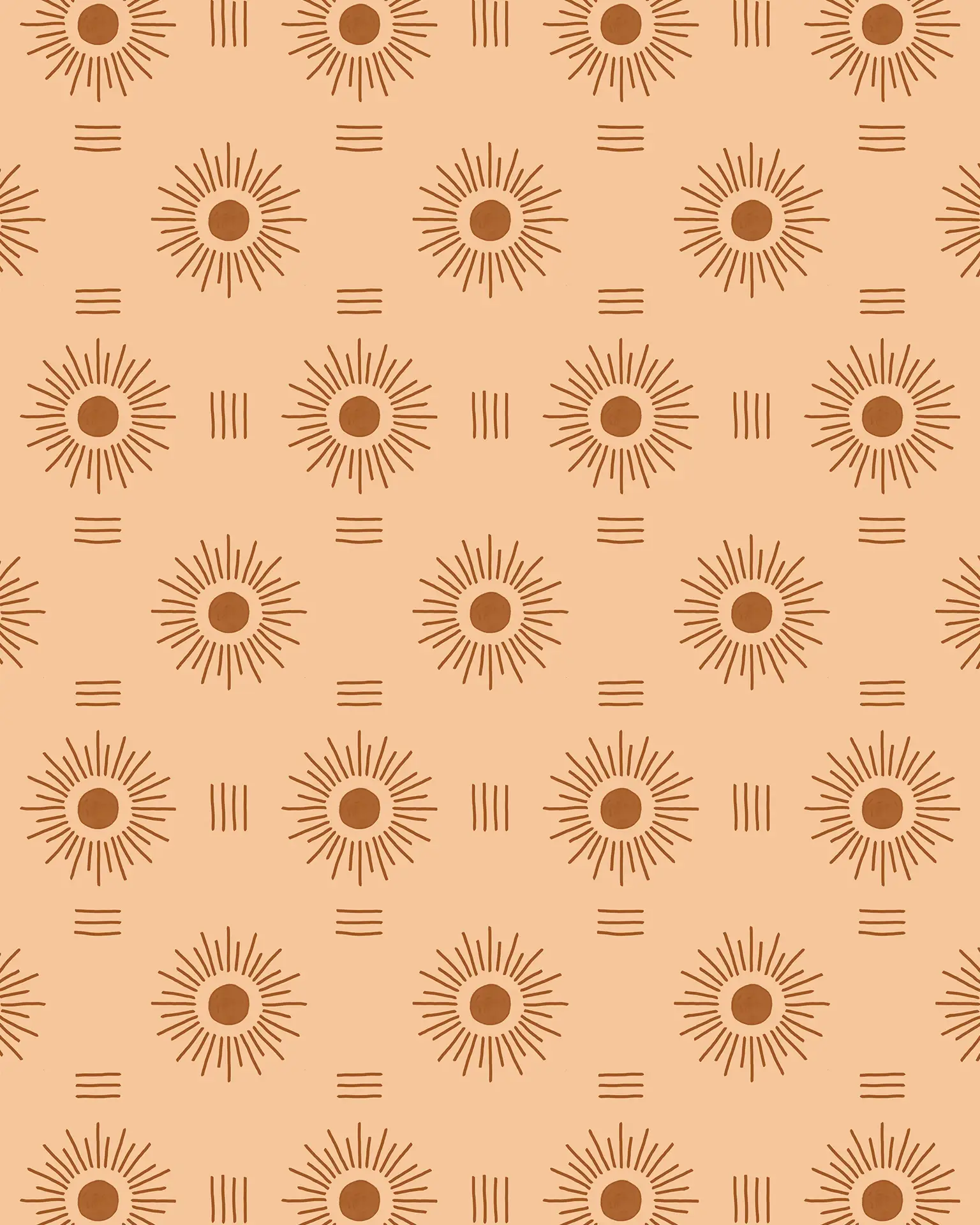 Sun Rays Wallpaper, peach and rust - Tampa Home & Garden Store