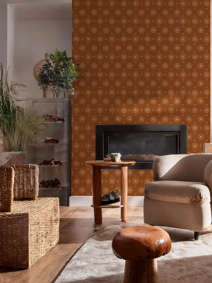 Sun Rays Wallpaper, rust and peach - Tampa Home & Garden Store