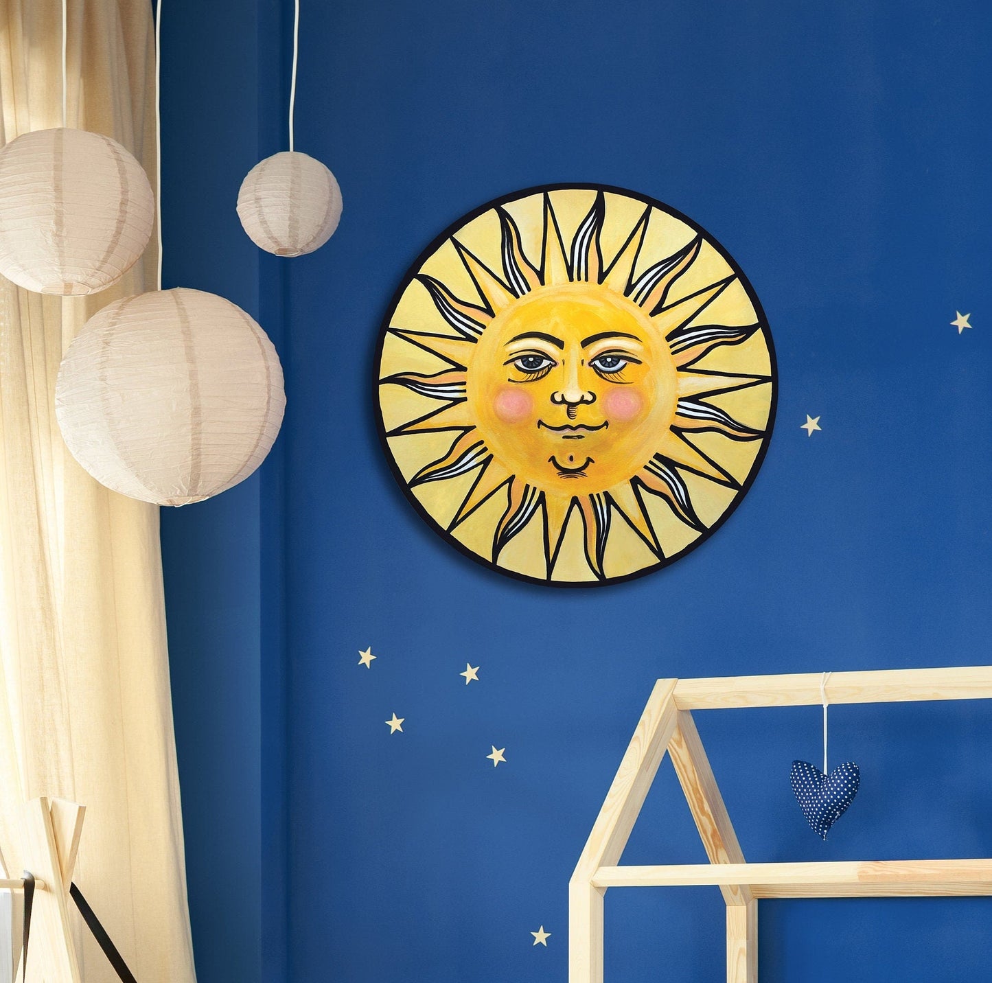Sun Wall Art Ready to Hang 20" Smiling Yellow Sun Wall Decor - Tampa Home & Garden Store