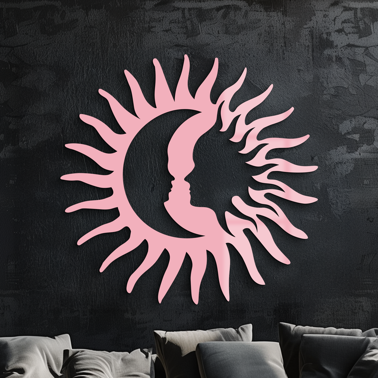 Sun and Moon Face Metal Wall Art – Celestial Silhouette Home Decor - KAFGP136 - Tampa Home & Garden Store
