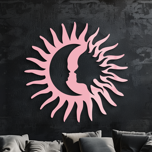Sun and Moon Face Metal Wall Art – Celestial Silhouette Home Decor - KAFGP136 - Tampa Home & Garden Store