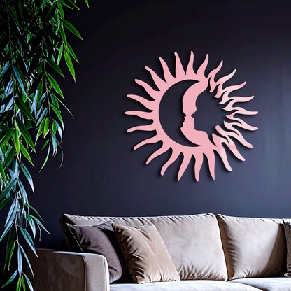 Sun and Moon Face Metal Wall Art – Celestial Silhouette Home Decor - KAFGP136 - Tampa Home & Garden Store