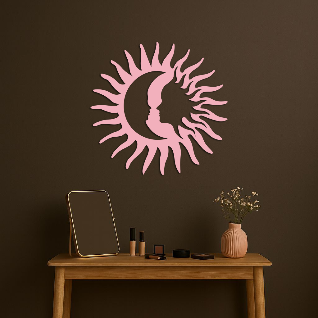 Sun and Moon Face Metal Wall Art – Celestial Silhouette Home Decor - KAFGP136 - Tampa Home & Garden Store