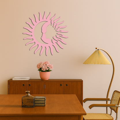 Sun and Moon Face Metal Wall Art – Celestial Silhouette Home Decor - KAFGP136 - Tampa Home & Garden Store