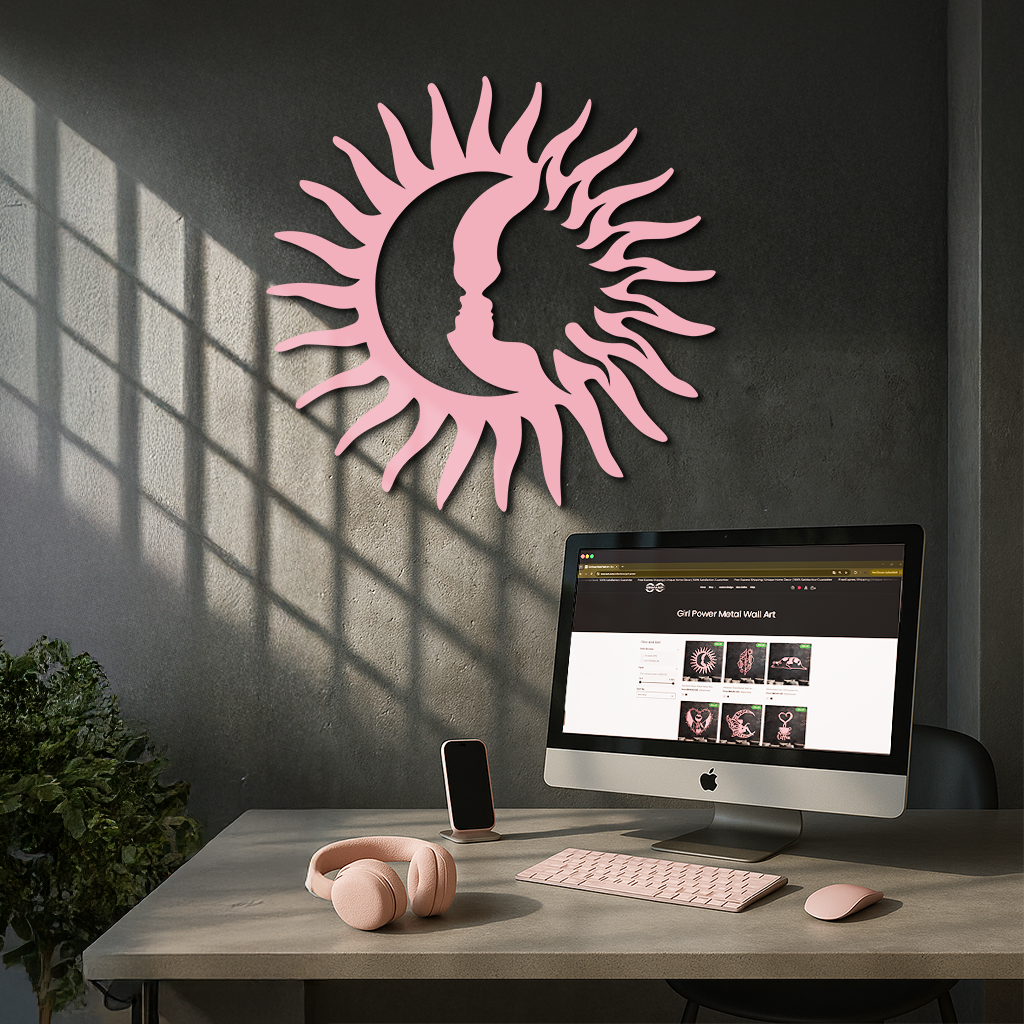 Sun and Moon Face Metal Wall Art – Celestial Silhouette Home Decor - KAFGP136 - Tampa Home & Garden Store