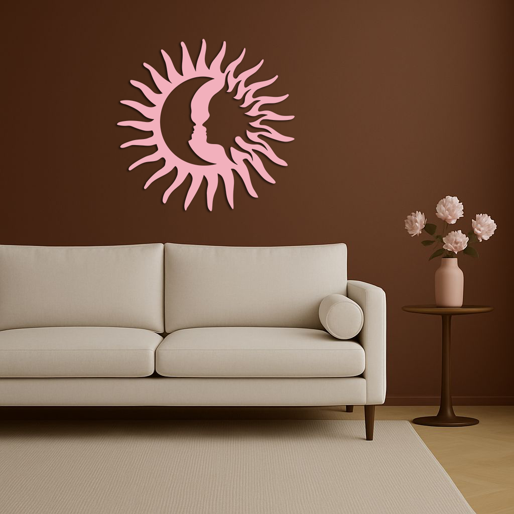 Sun and Moon Face Metal Wall Art – Celestial Silhouette Home Decor - KAFGP136 - Tampa Home & Garden Store