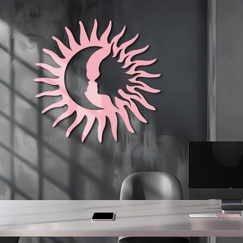 Sun and Moon Face Metal Wall Art – Celestial Silhouette Home Decor - KAFGP136 - Tampa Home & Garden Store