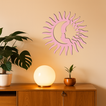 Sun and Moon Face Metal Wall Art – Celestial Silhouette Home Decor - KAFGP136 - Tampa Home & Garden Store
