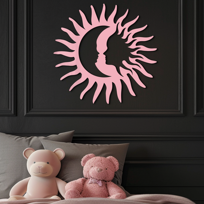 Sun and Moon Face Metal Wall Art – Celestial Silhouette Home Decor - KAFGP136 - Tampa Home & Garden Store