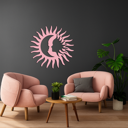 Sun and Moon Face Metal Wall Art – Celestial Silhouette Home Decor - KAFGP136 - Tampa Home & Garden Store