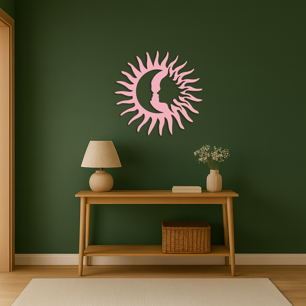 Sun and Moon Face Metal Wall Art – Celestial Silhouette Home Decor - KAFGP136 - Tampa Home & Garden Store