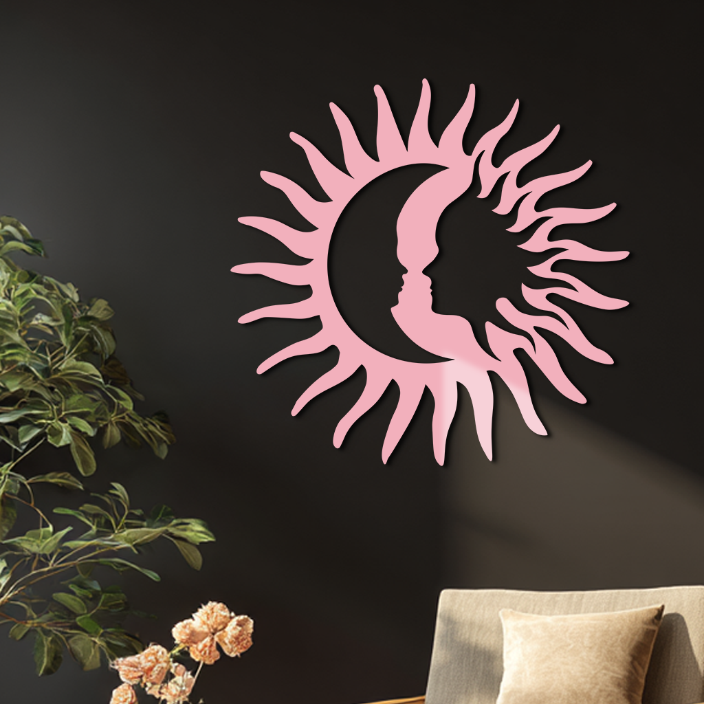 Sun and Moon Face Metal Wall Art – Celestial Silhouette Home Decor - KAFGP136 - Tampa Home & Garden Store