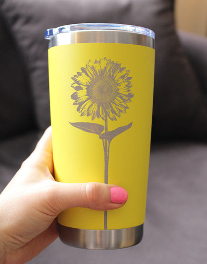 Sunflower - Insulated Coffee Tumbler Cup with Sliding Lid - Stainless Steel Insulated Mug - Flower Décor Gifts - Tampa soil911.com