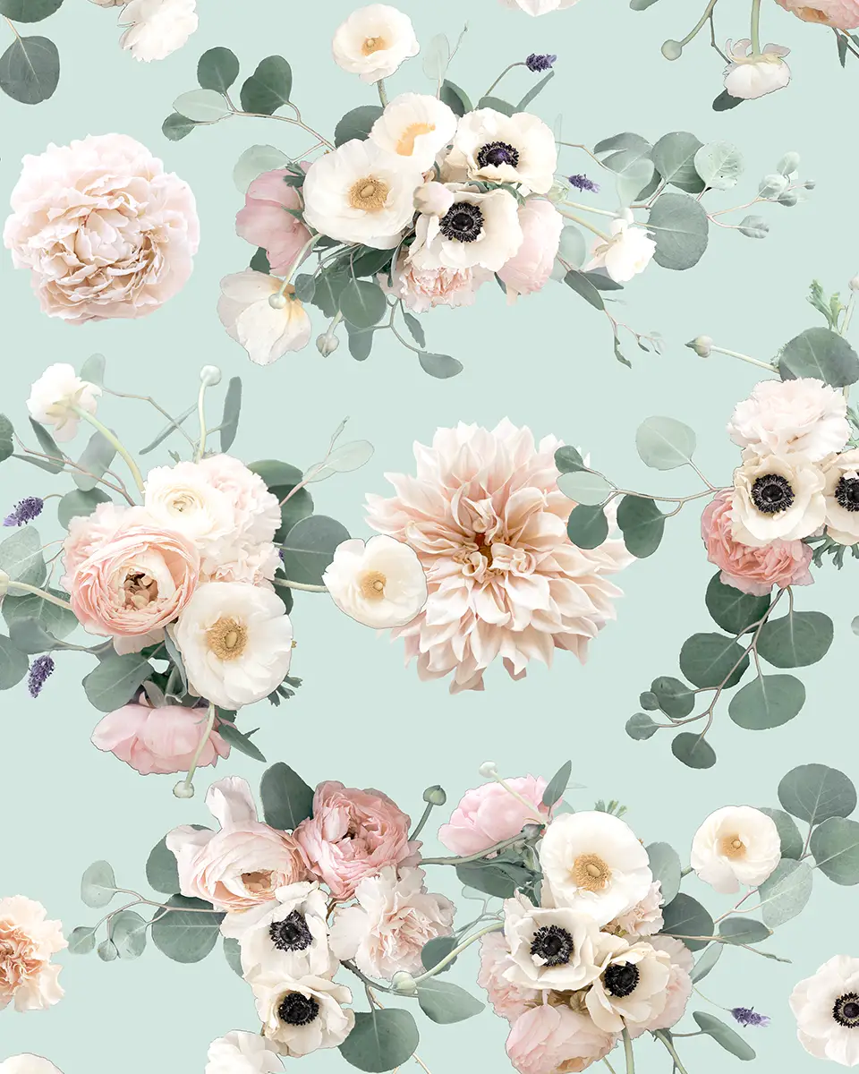 Sunrise Floral Wallpaper, blue - Tampa Home & Garden Store