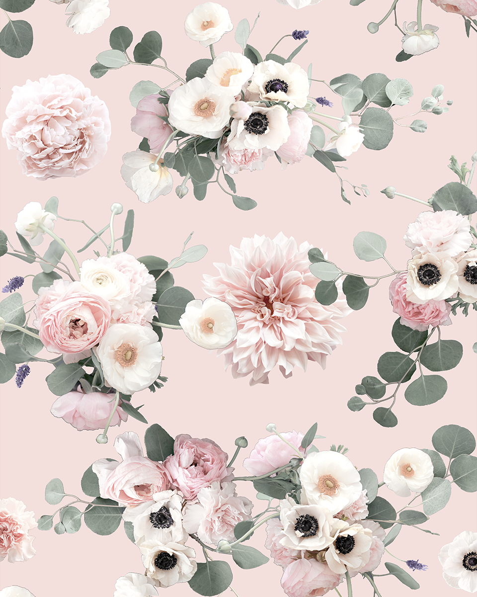 Sunrise Floral Wallpaper, blush - Tampa Home & Garden Store