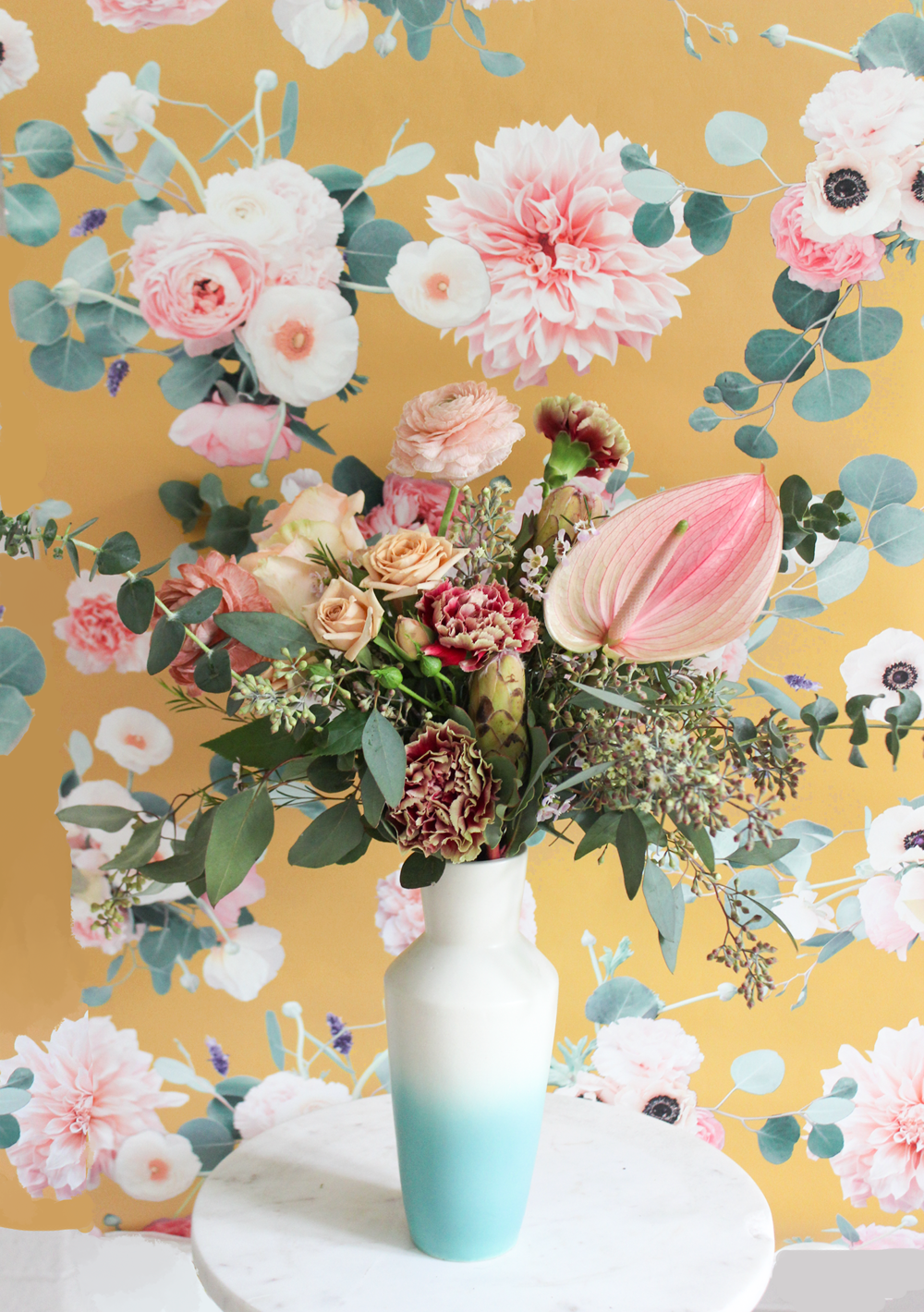Sunrise Floral Wallpaper, butter yellow - Tampa Home & Garden Store