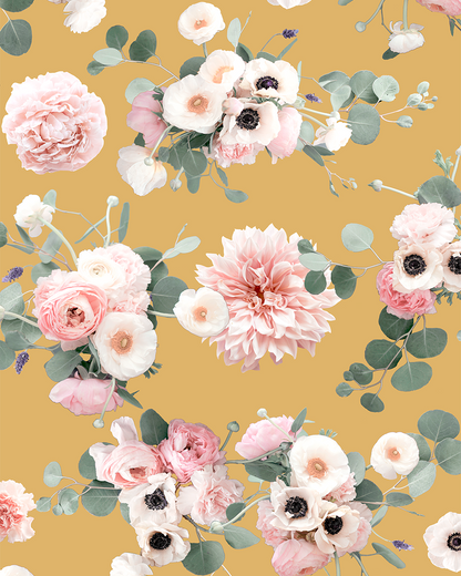 Sunrise Floral Wallpaper, butter yellow - Tampa Home & Garden Store