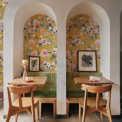Sunrise Floral Wallpaper, butter yellow - Tampa Home & Garden Store