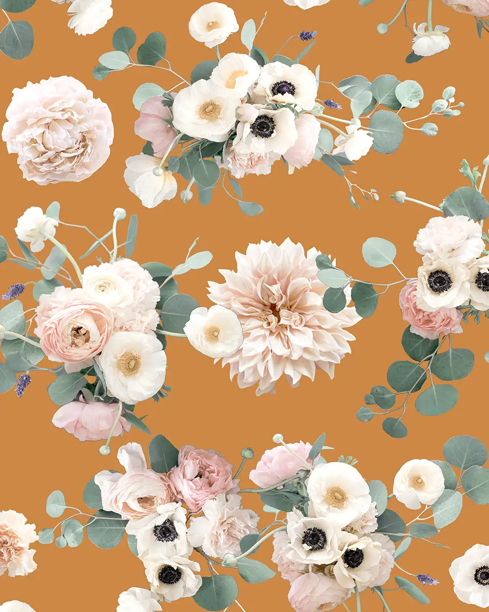 Sunrise Floral Wallpaper, orange - Tampa Home & Garden Store