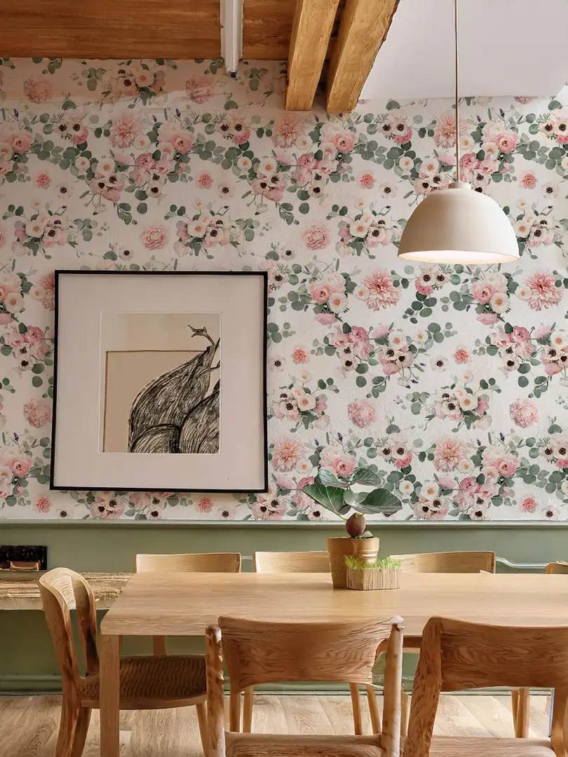 Sunrise Floral Wallpaper, white - Tampa Home & Garden Store
