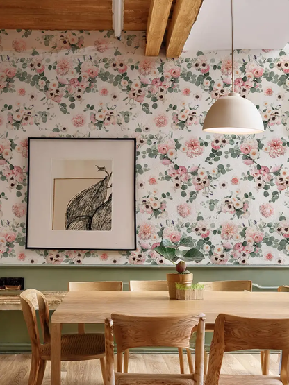 Sunrise Floral Wallpaper, white - Tampa Home & Garden Store