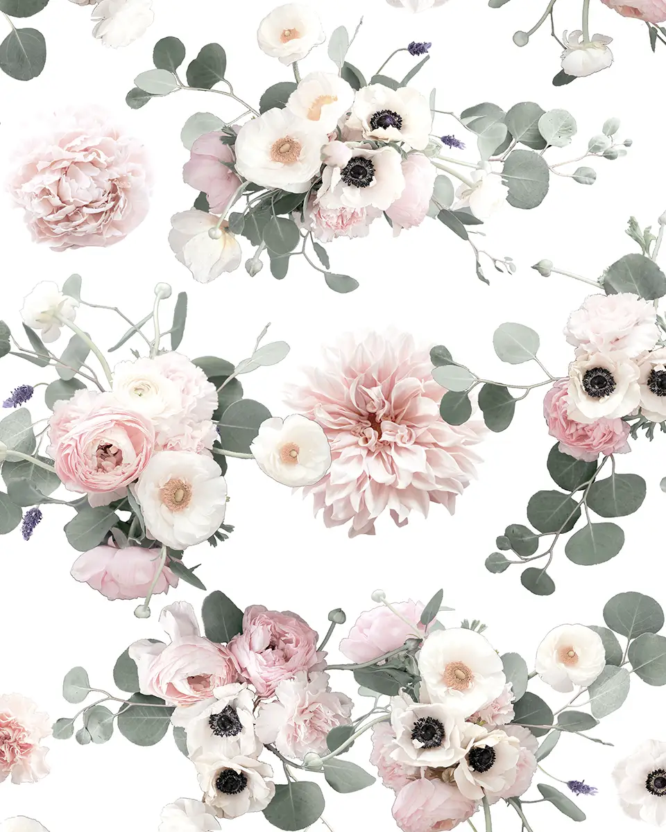 Sunrise Floral Wallpaper, white - Tampa Home & Garden Store