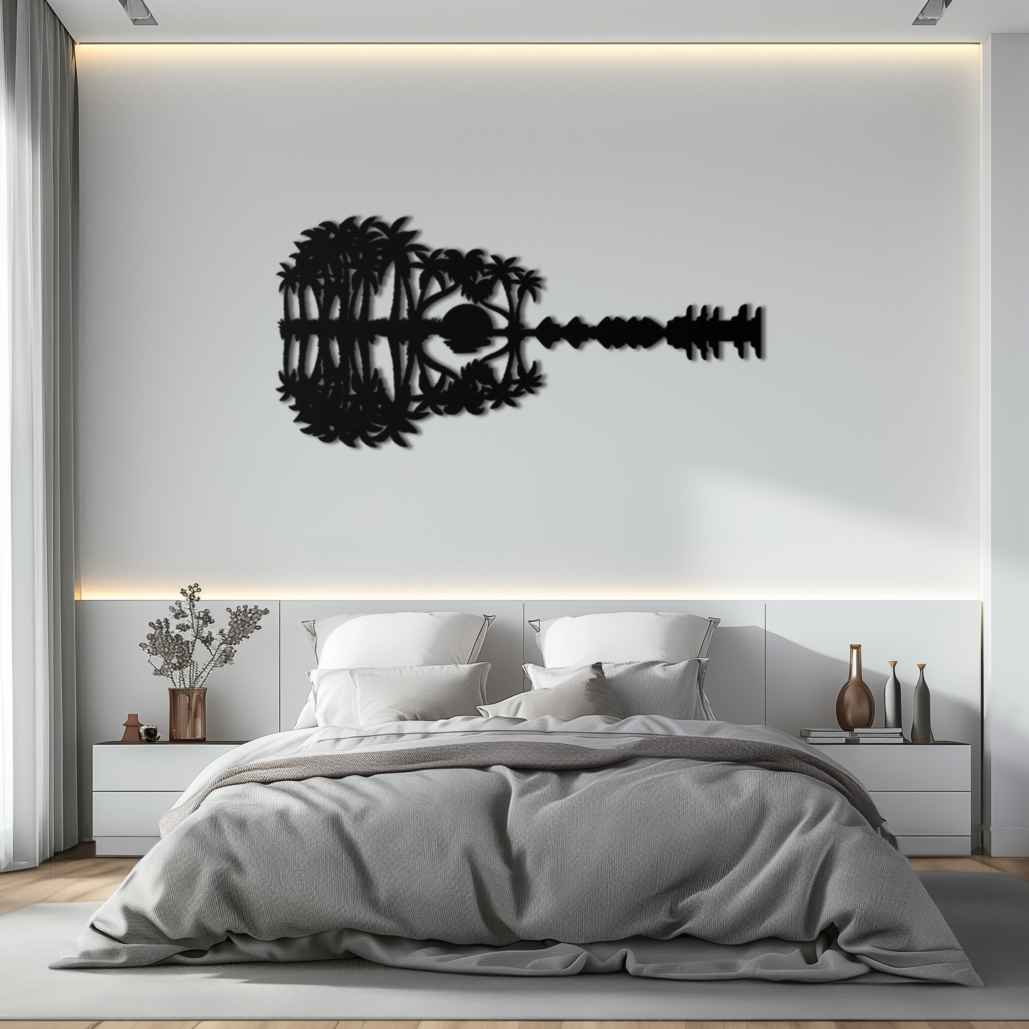 Sunset Guitar Metal Wall Art - Nature-Inspired Music Decor- KAF261 - Tampa Home & Garden Store