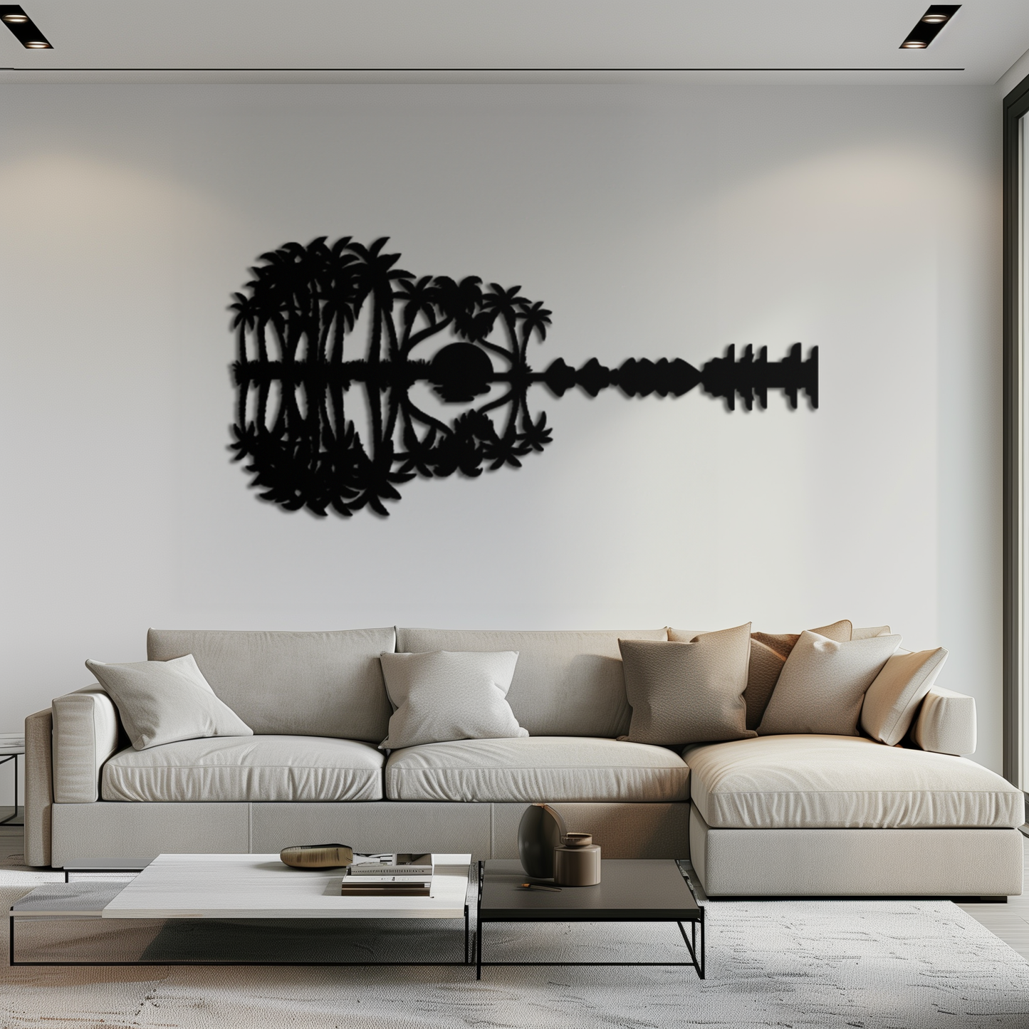 Sunset Guitar Metal Wall Art - Nature-Inspired Music Decor- KAF261 - Tampa Home & Garden Store