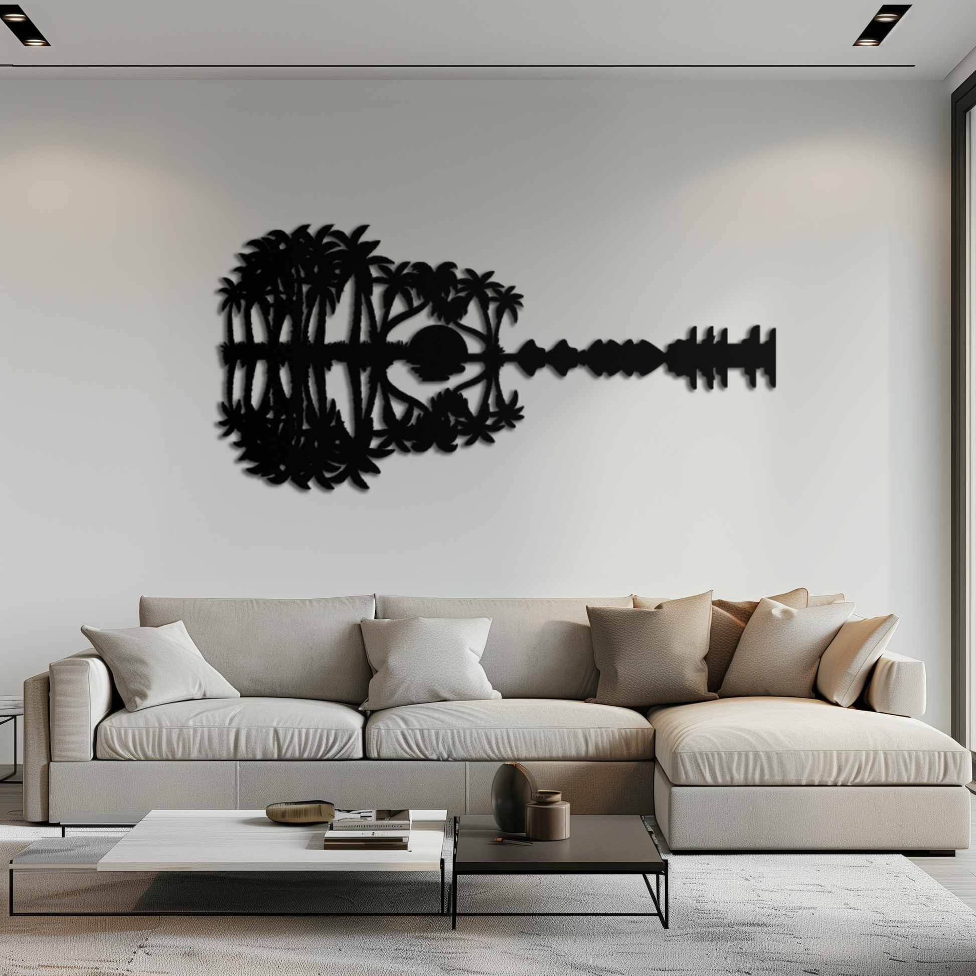 Sunset Guitar Metal Wall Art - Nature-Inspired Music Decor- KAF261 - Tampa Home & Garden Store