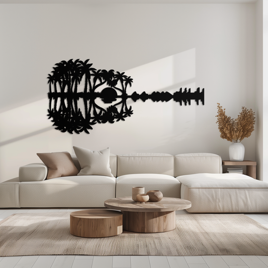 Sunset Guitar Metal Wall Art - Nature-Inspired Music Decor- KAF261 - Tampa Home & Garden Store