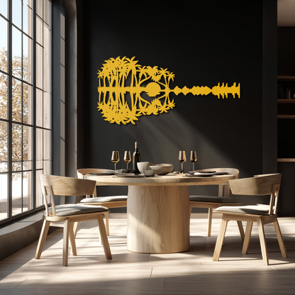 Sunset Guitar Metal Wall Art - Nature-Inspired Music Decor- KAF261 - Tampa Home & Garden Store