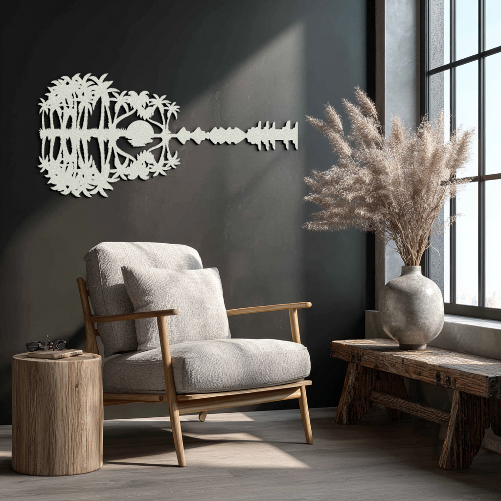 Sunset Guitar Metal Wall Art - Nature-Inspired Music Decor- KAF261 - Tampa Home & Garden Store