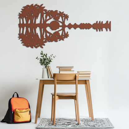 Sunset Guitar Metal Wall Art - Nature-Inspired Music Decor- KAF261 - Tampa Home & Garden Store
