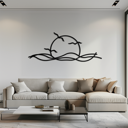 Sunset Metal Wall Art – Sunset Silhouette Steel Decor for Nature-Inspired Interiors- KAF331 - Tampa Home & Garden Store