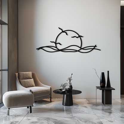 Sunset Metal Wall Art – Sunset Silhouette Steel Decor for Nature-Inspired Interiors- KAF331 - Tampa Home & Garden Store