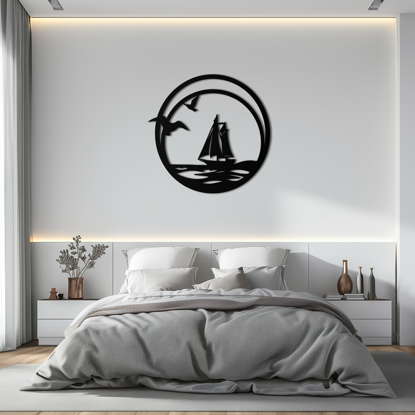Sunset Silhouette Metal Wall Art - Mountain and Tree Steel Landscape Decor- KAF480 - Tampa Home & Garden Store