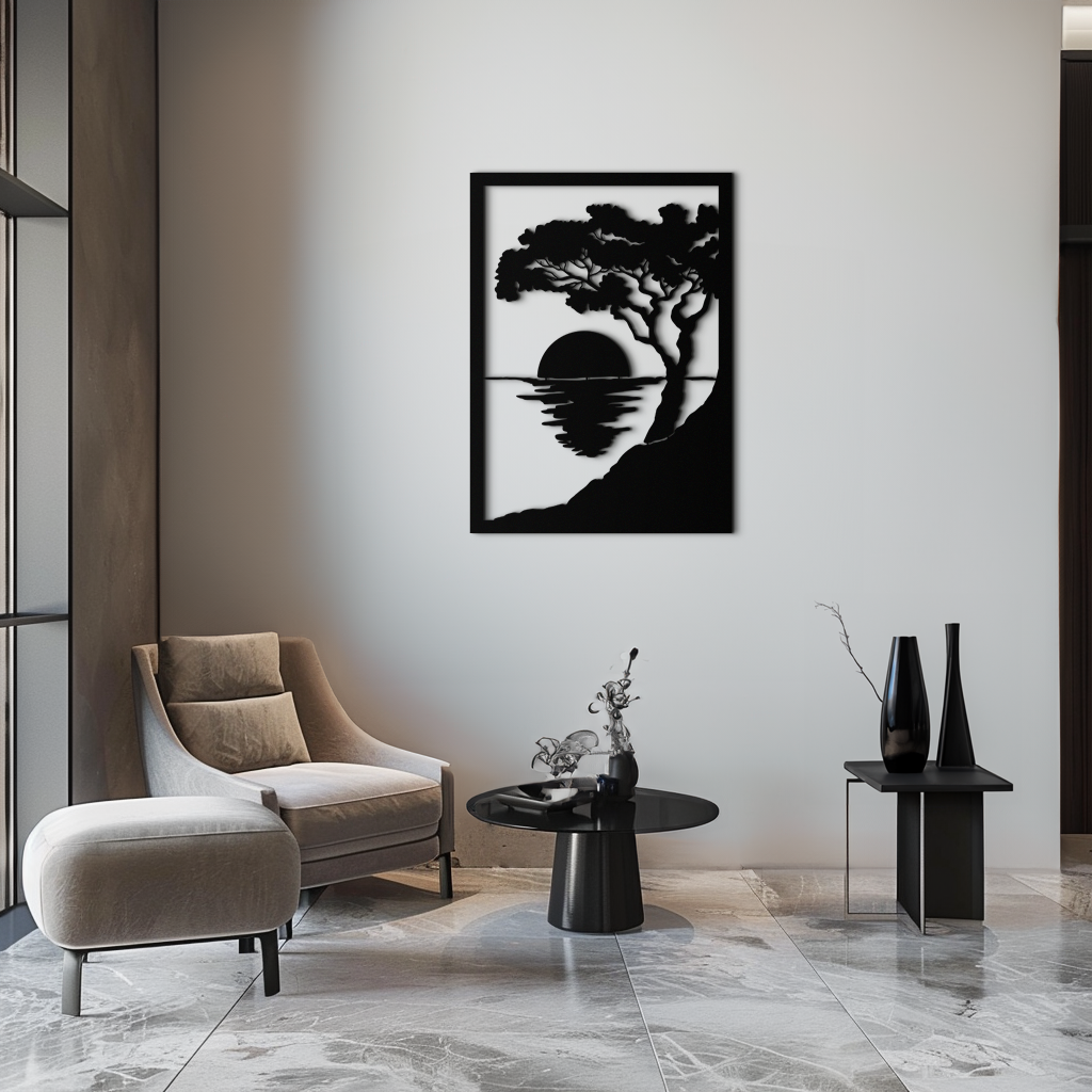 Sunset Tree Metal Wall Art - Nature-Inspired Steel Wall Decor - KAF047 - Tampa Home & Garden Store