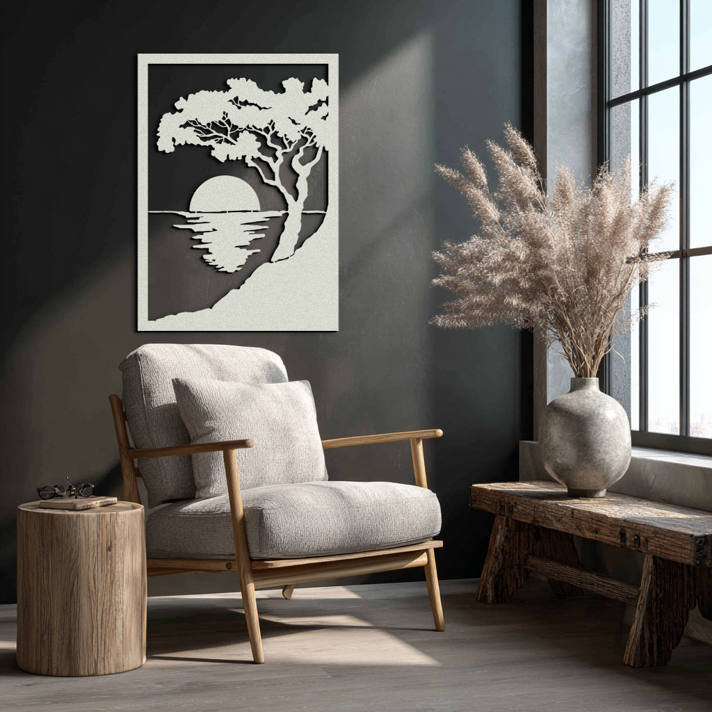 Sunset Tree Metal Wall Art - Nature-Inspired Steel Wall Decor - KAF047 - Tampa Home & Garden Store