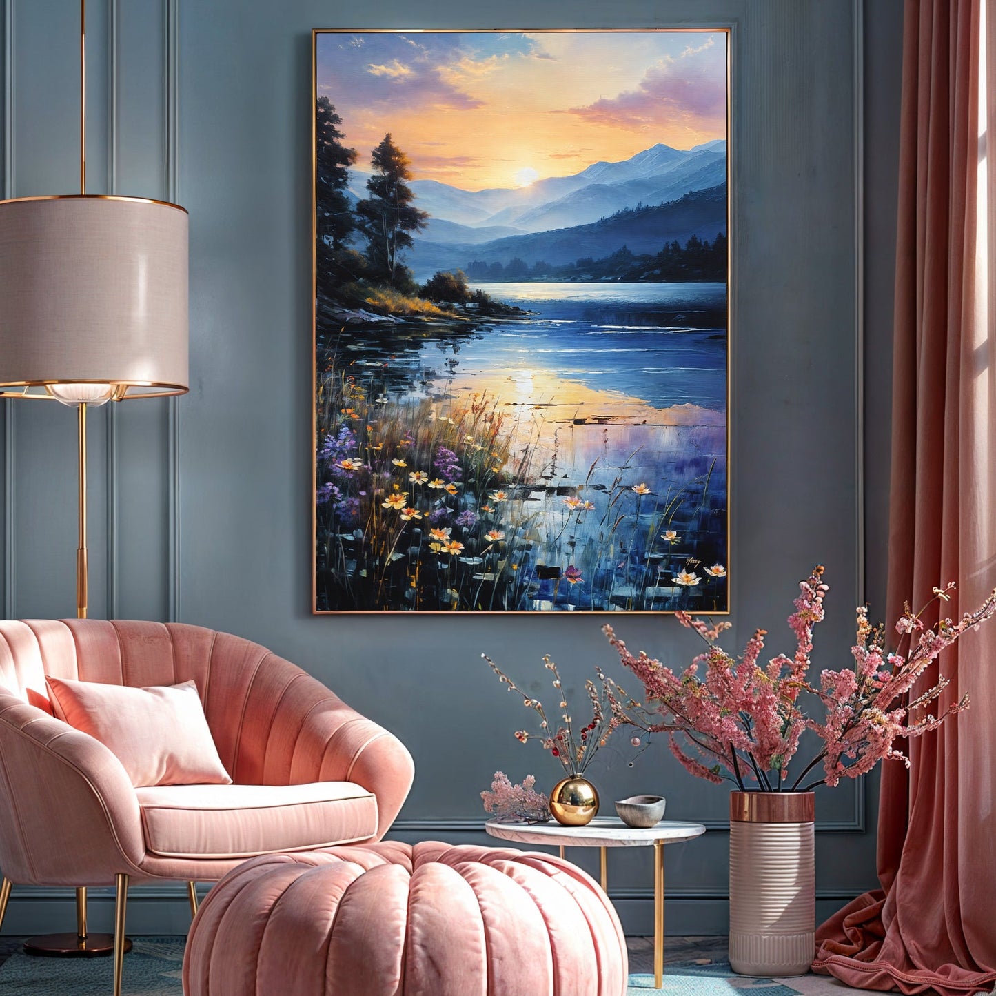 Canvas Print Sunset Journey by Tailored Canvases, crafting canvas scenery with mountains and lake on Tampa Home & Garden Store
