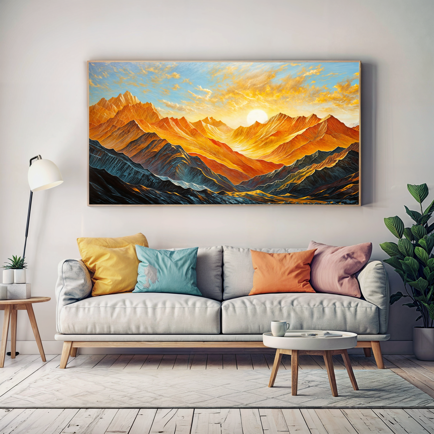 Canvas Print Sunset Surge by Tailored Canvases; orange mountains glow at sunset on Tampa Home & Garden Store